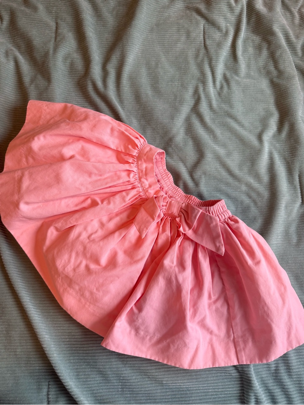 Janie and Jack Coral Pink Cotton Gathered Skirt with Front Bow